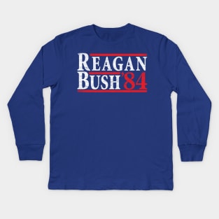 Reagan Bush '84 | Vintage Style Conservative Republican GOP Kids Long Sleeve T-Shirt